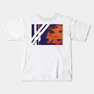 Bamboo grove in Burnt Orange and Midnight Blue Kids T-Shirt